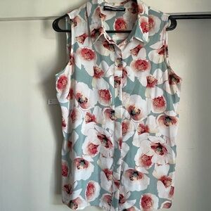 Vintage Karl Lagerfeld size medium Floral Blouse with Pearl Accents